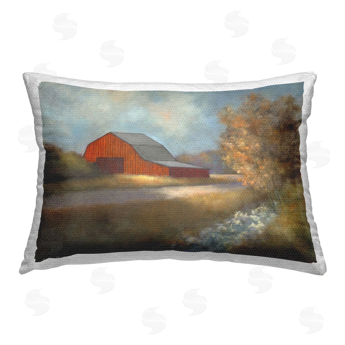 David Swanagin Path to Red Barn Outdoor Quick-Dry Polyester Printed Throw Pillow