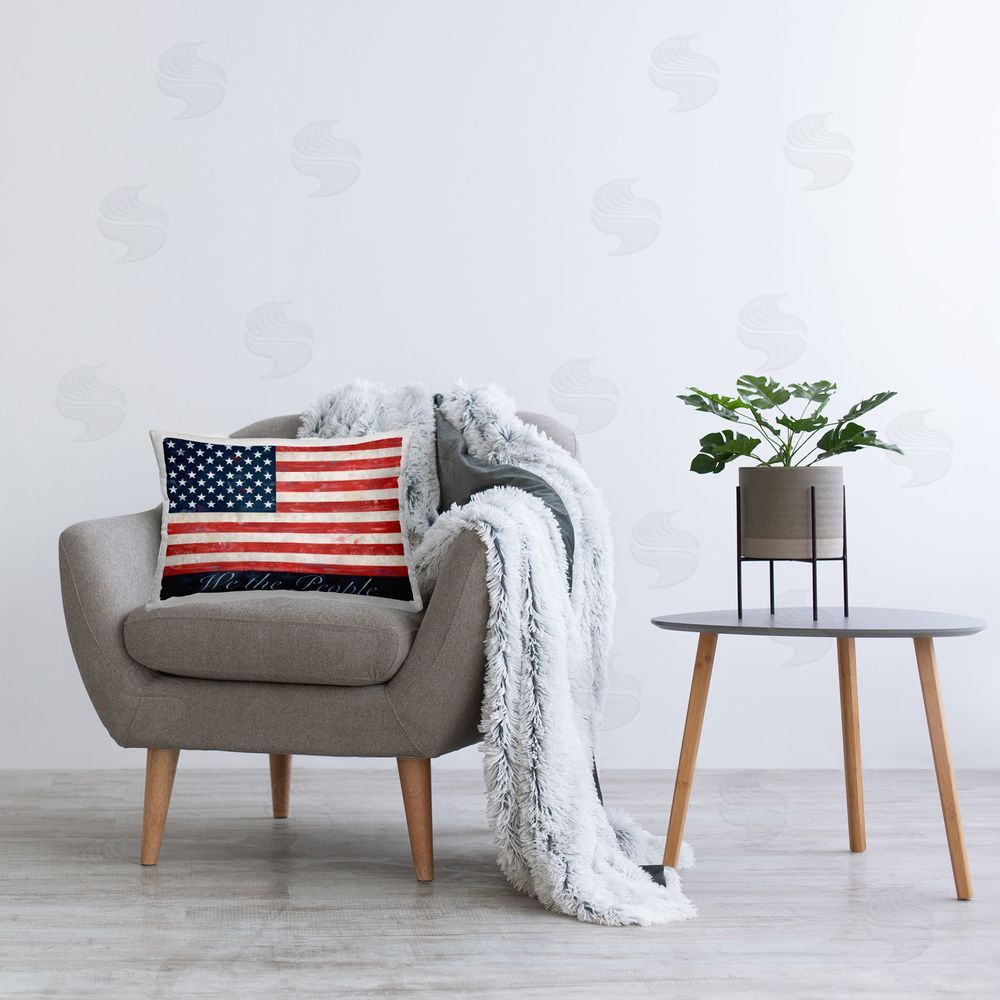 Annie LaPoint We The People Flag Printed Plush Polyester Throw Pillow On Chair