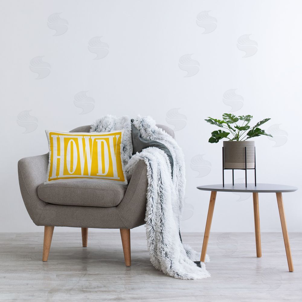 Grace Popp Howdy Yellow Rodeo Printed Plush Polyester Throw Pillow On Chair