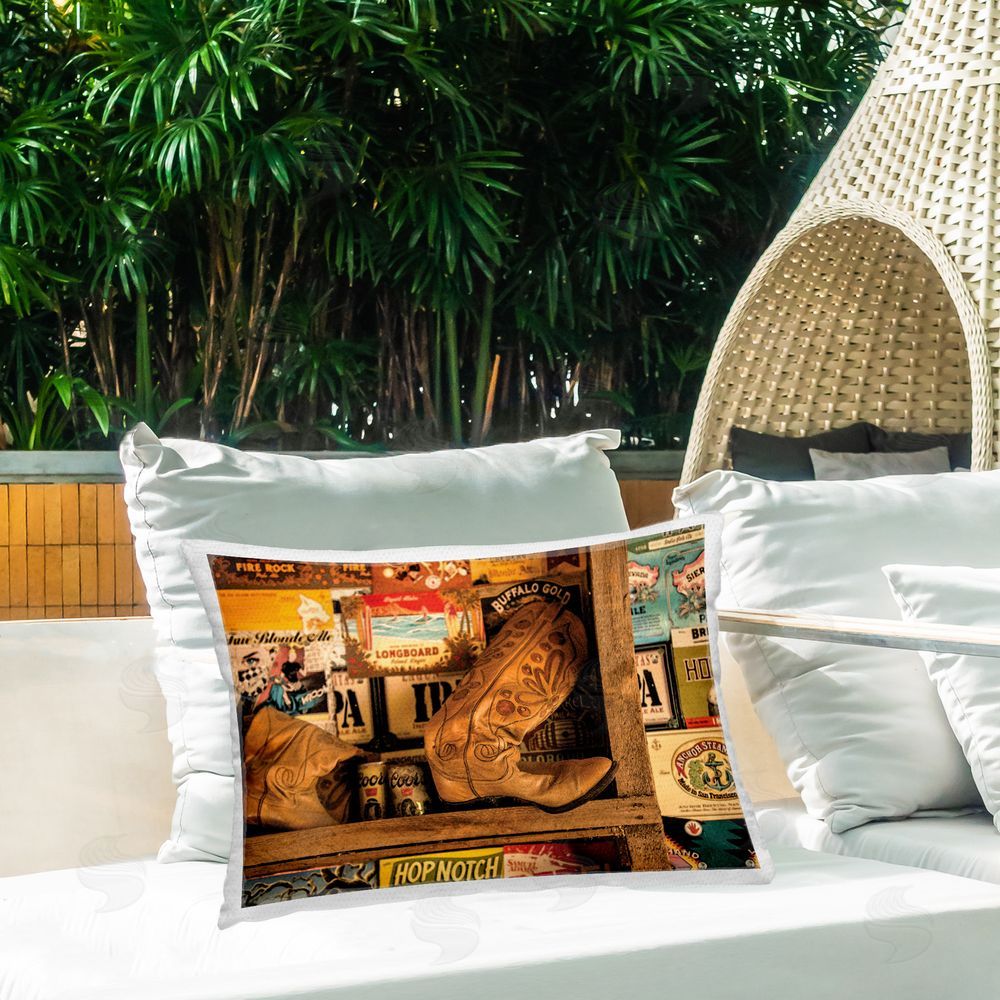 JG Studios Southwestern Still Life Outdoor Quick-Dry Polyester Printed Throw Pillow in Back Yard