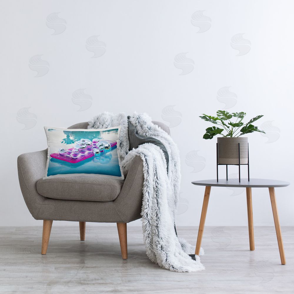 Ziwei Li Tropical Disco Pool Float Printed Plush Polyester Throw Pillow On Chair