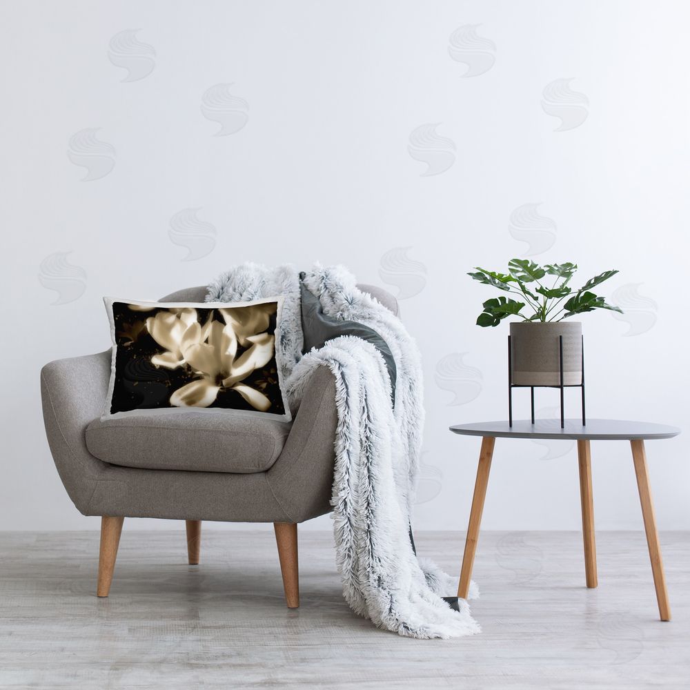 Noah Bay Soft Sepia Blooms Printed Plush Polyester Throw Pillow On Chair