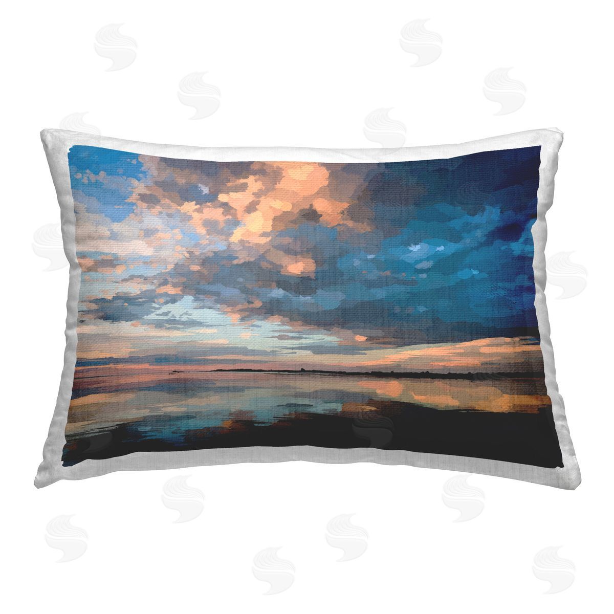 Emily Kalina Abstract Sunlit Lake Printed Plush Polyester Throw Pillow