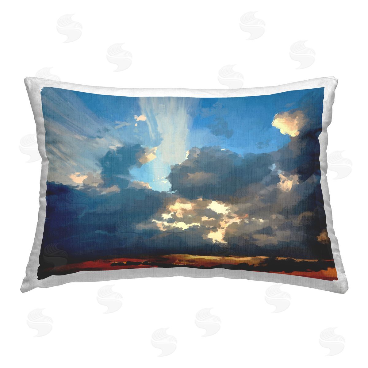 Emily Kalina Abstract Clouded Sun Rays Printed Plush Polyester Throw Pillow