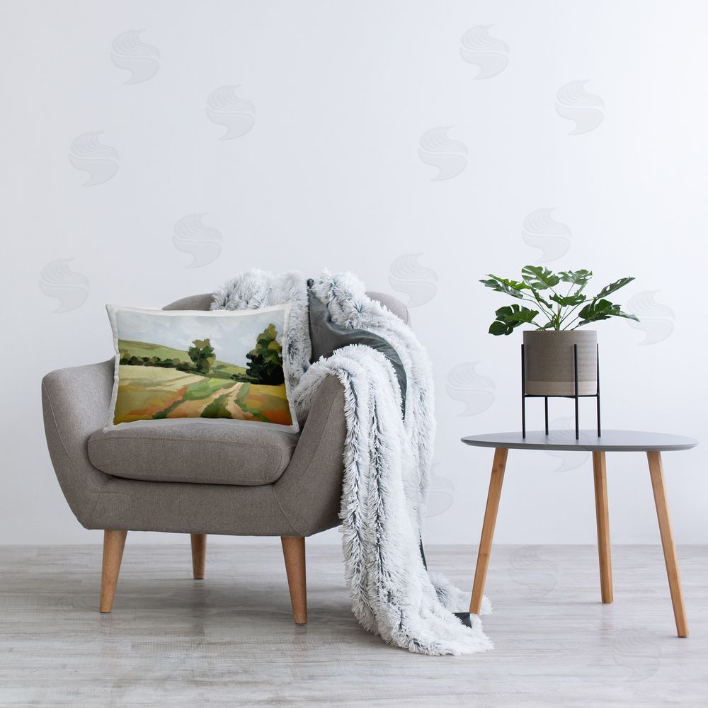 Victoria Barnes Modern Country Pathway Printed Plush Polyester Throw Pillow On Chair