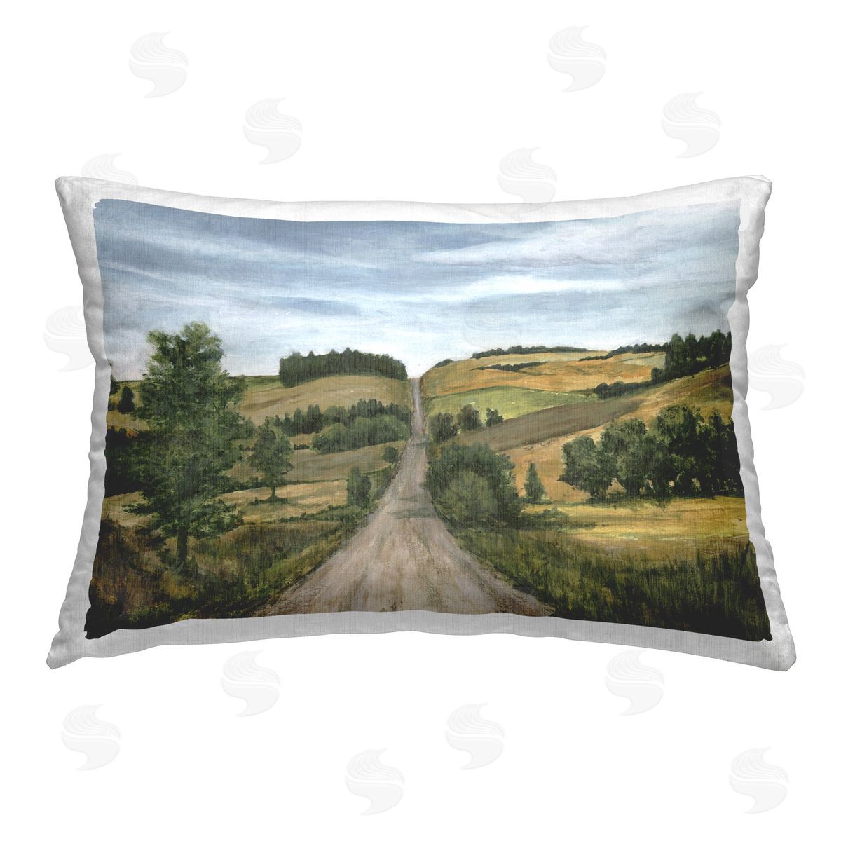 Michael Willett Farm Pastures Path Printed Plush Polyester Throw Pillow