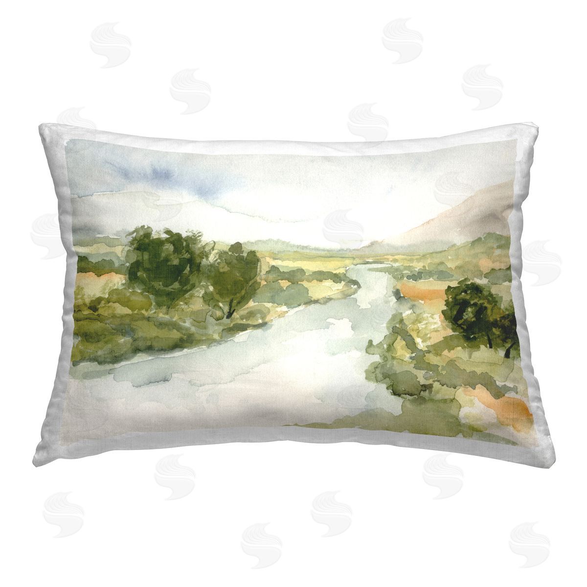 Victoria Barnes Atmospheric Stream Landscape Printed Plush Polyester Throw Pillow