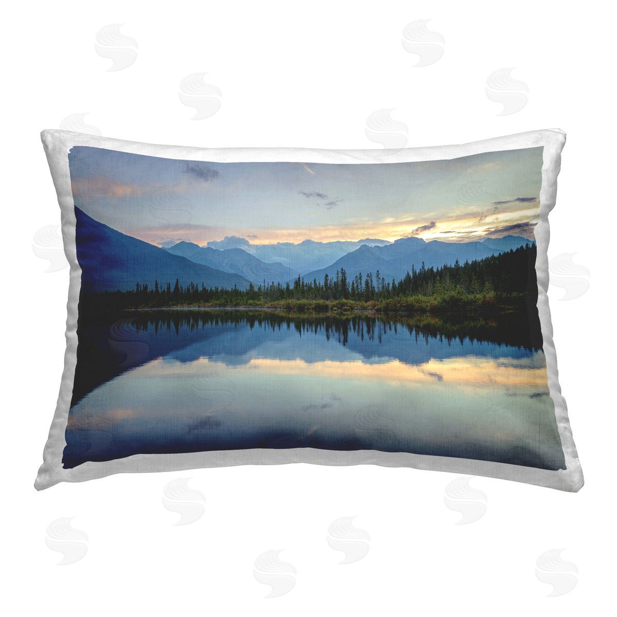 Margaret Clavell Blue Mountain Reflection Printed Plush Polyester Throw Pillow