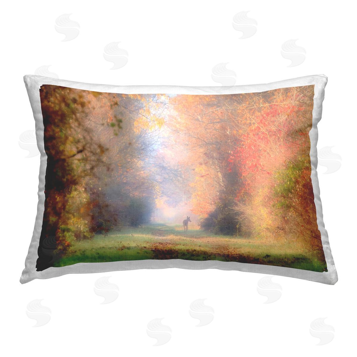 Carrie Ann Grippo-Pike Fawn & Autumnal Foliage Printed Plush Polyester Throw Pillow
