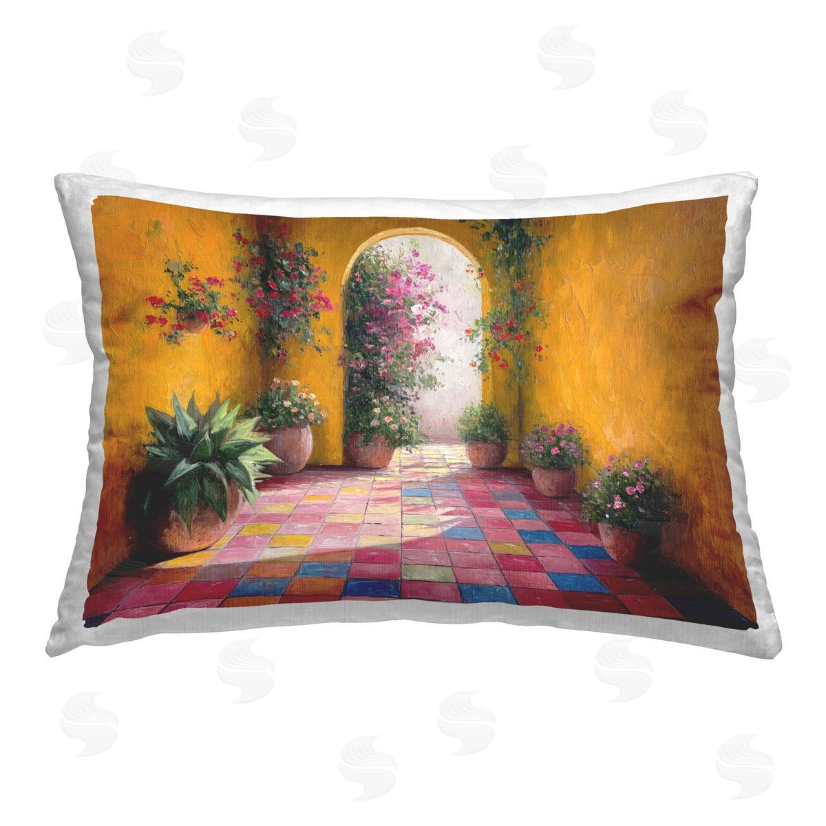 Imagine It Images Floral Hacienda Archway Printed Plush Polyester Throw Pillow
