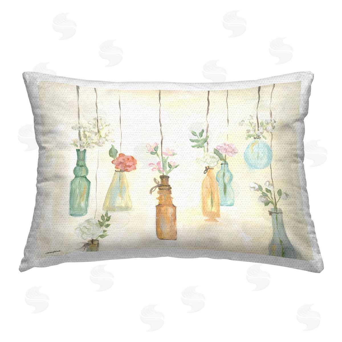 Mackenzie Kissell Floral Hanging Bottles Outdoor Quick-Dry Polyester Printed Throw Pillow