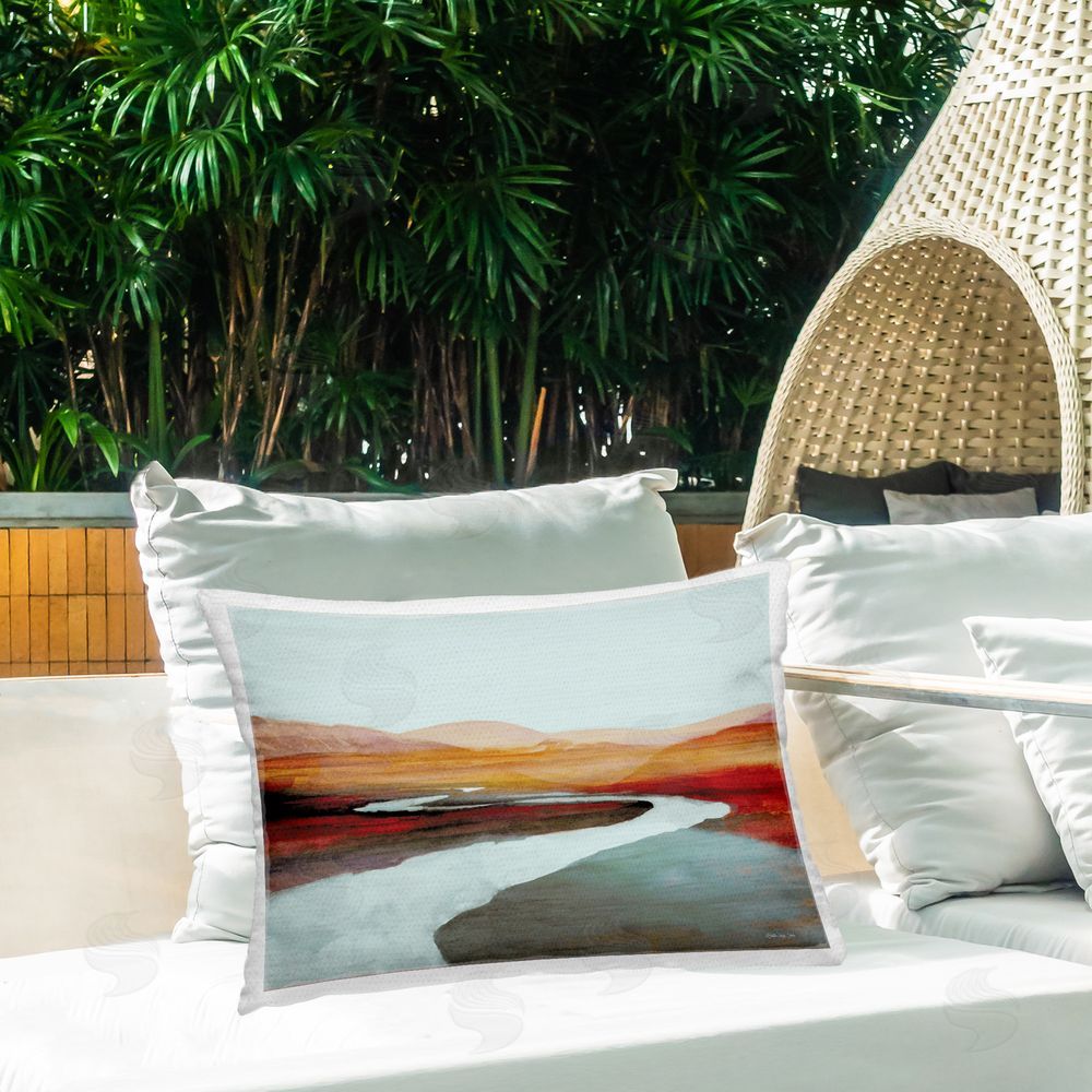 Stellar Design Studio Winding Canyon Stream Outdoor Quick-Dry Polyester Printed Throw Pillow in Back Yard