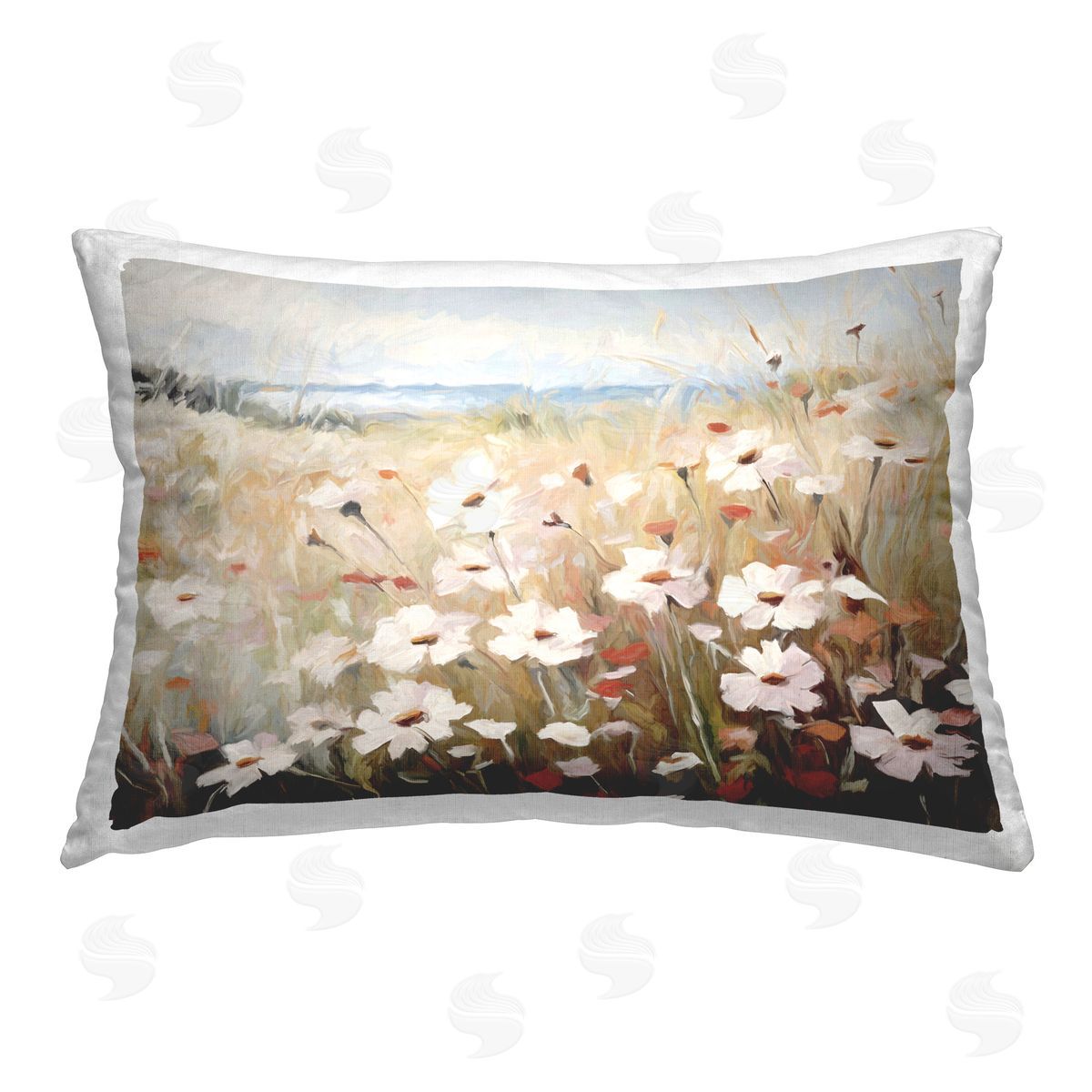 Ramona Murdock Meadow Daisies Landscape Printed Plush Polyester Throw Pillow