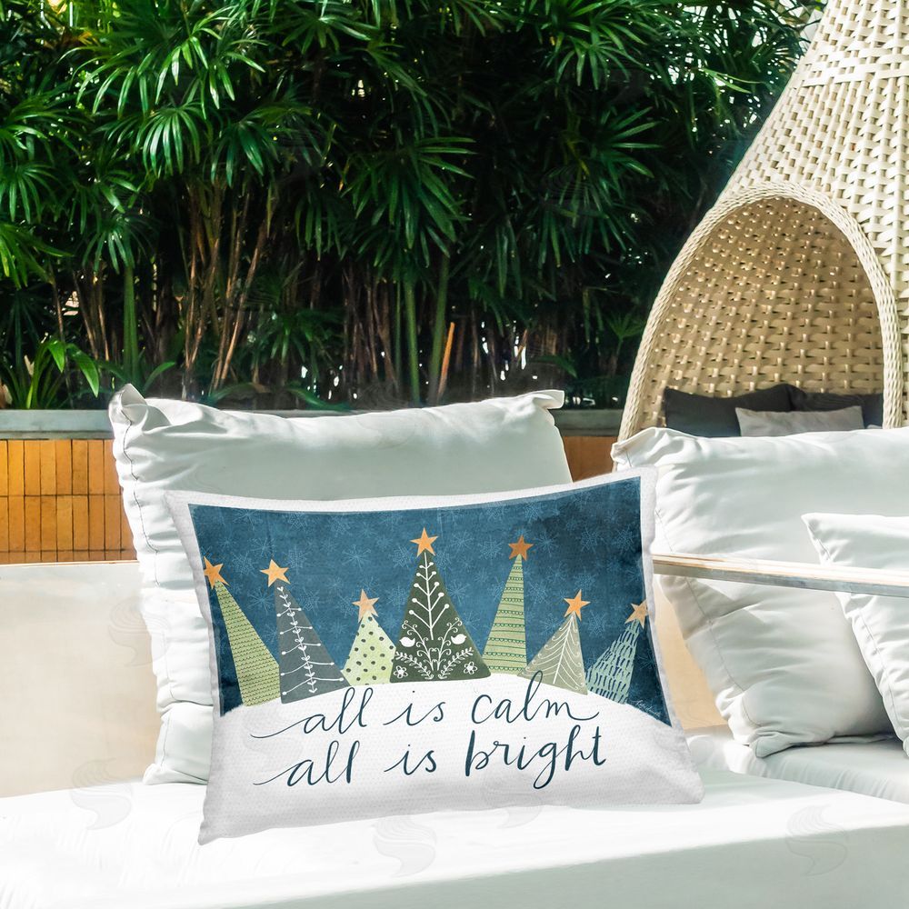 Katie Doucette All Is Calm & Bright Outdoor Quick-Dry Polyester Printed Throw Pillow in Back Yard