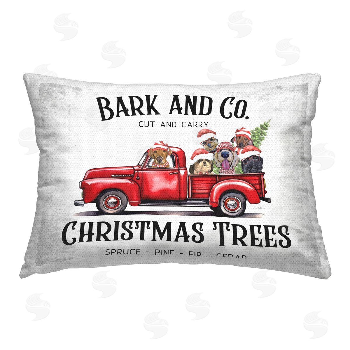 Lee Keller Bark & Co Christmas Truck Outdoor Quick-Dry Polyester Printed Throw Pillow