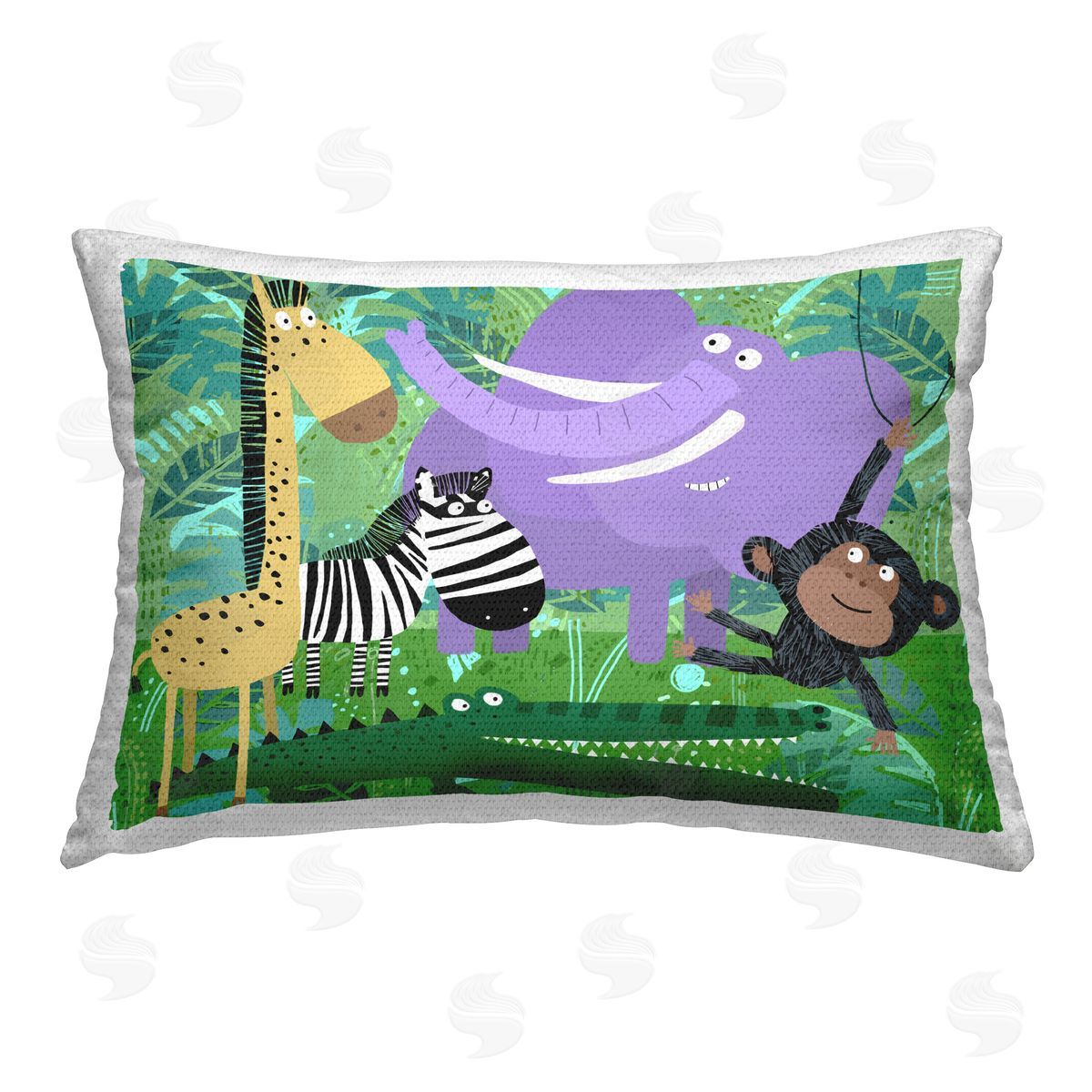 Carla Daly Fun Jungle Animals Outdoor Quick-Dry Polyester Printed Throw Pillow