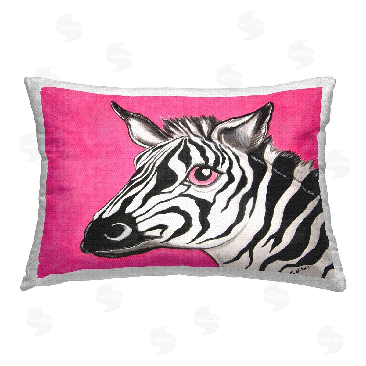 Michelle Gilsey Heart Eyes Zebra Outdoor Quick-Dry Polyester Printed Throw Pillow