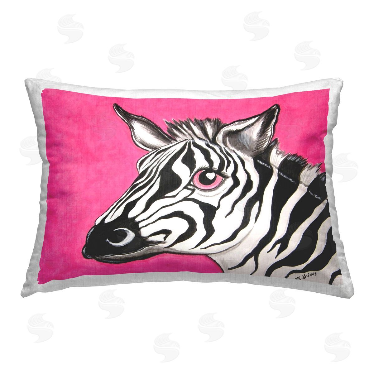 Michelle Gilsey Heart Eyes Zebra Printed Plush Polyester Throw Pillow