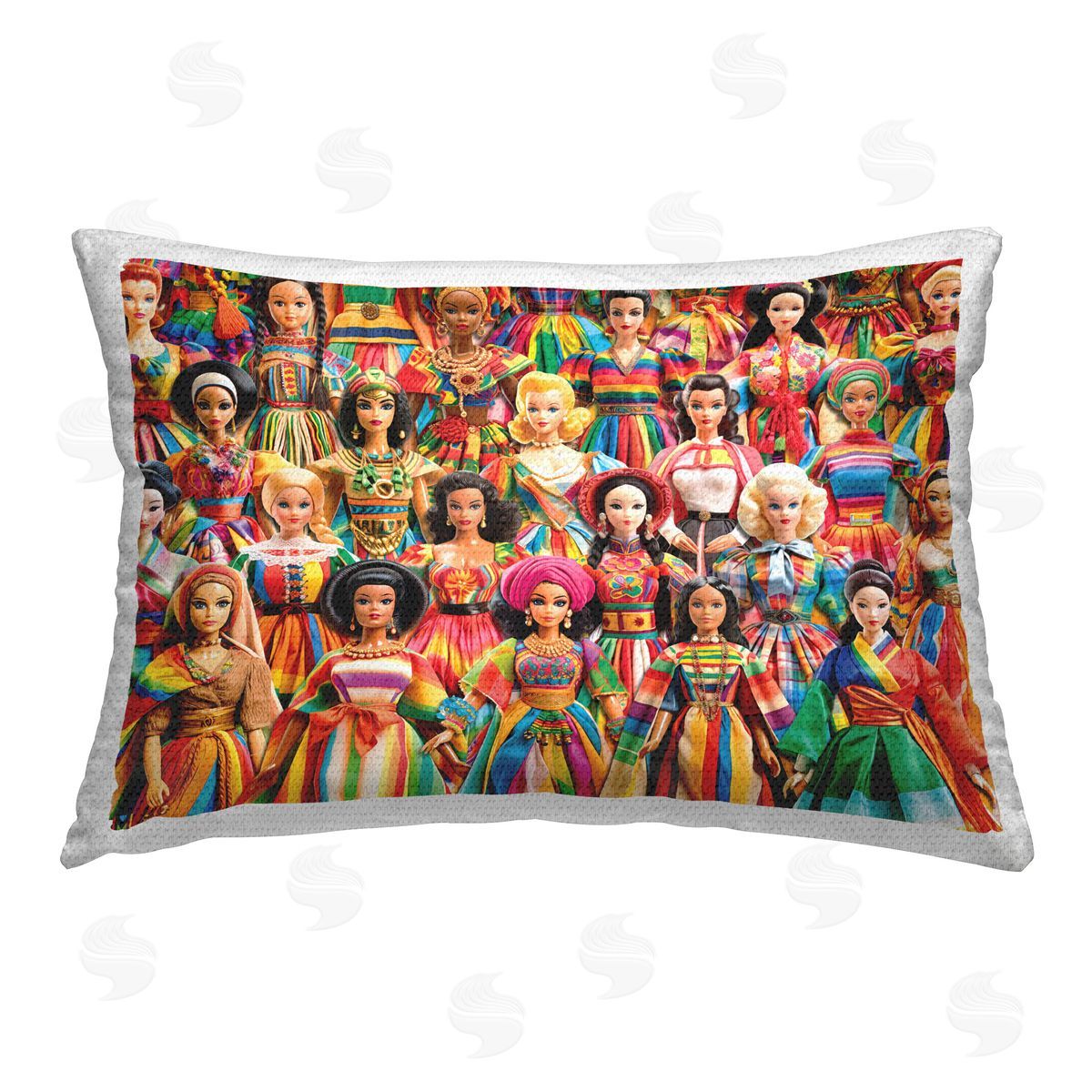 Michael David Ward Various Cultural Dolls Outdoor Quick-Dry Polyester Printed Throw Pillow