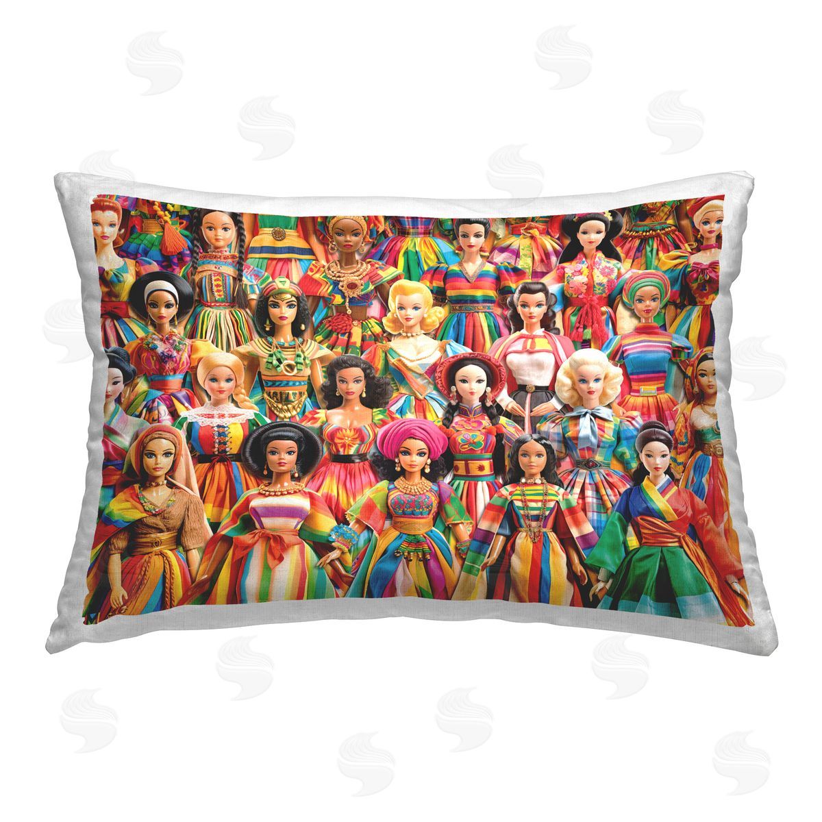 Michael David Ward Various Cultural Dolls Printed Plush Polyester Throw Pillow