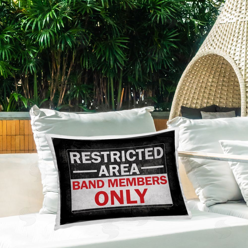 Masey St. Studios Vintage Band Members Outdoor Quick-Dry Polyester Printed Throw Pillow in Back Yard