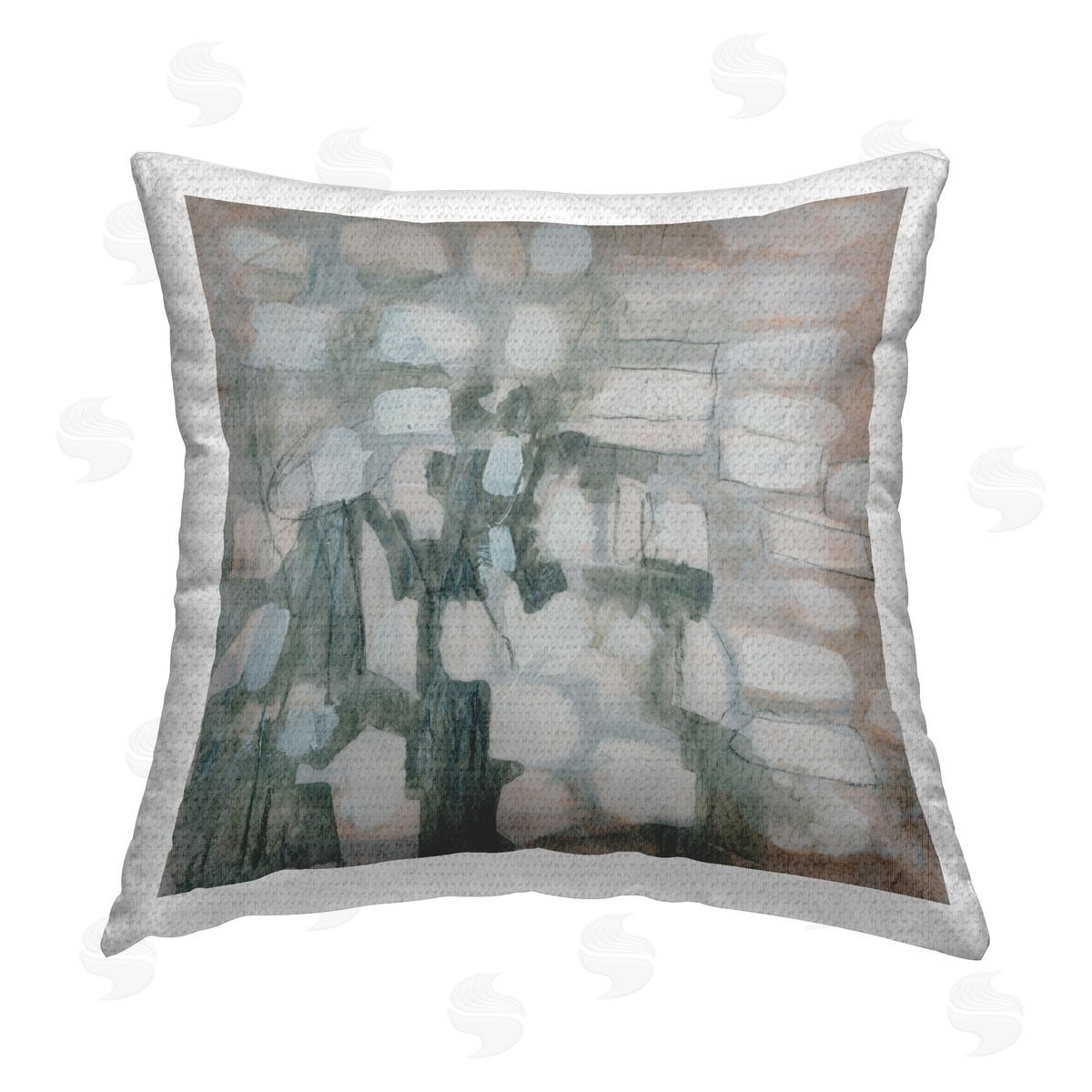 June Erica Vess Scattered Grey Shapes Outdoor Quick-Dry Polyester Printed Throw Pillow