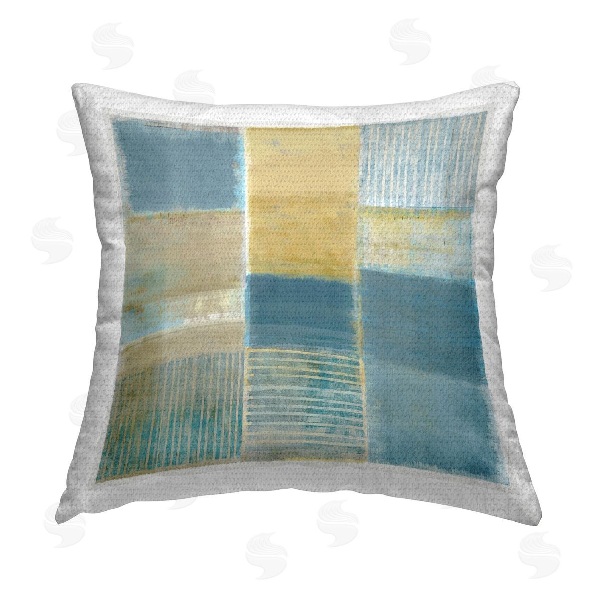 Flora Kouta Rustic Stripes & Squares Outdoor Quick-Dry Polyester Printed Throw Pillow