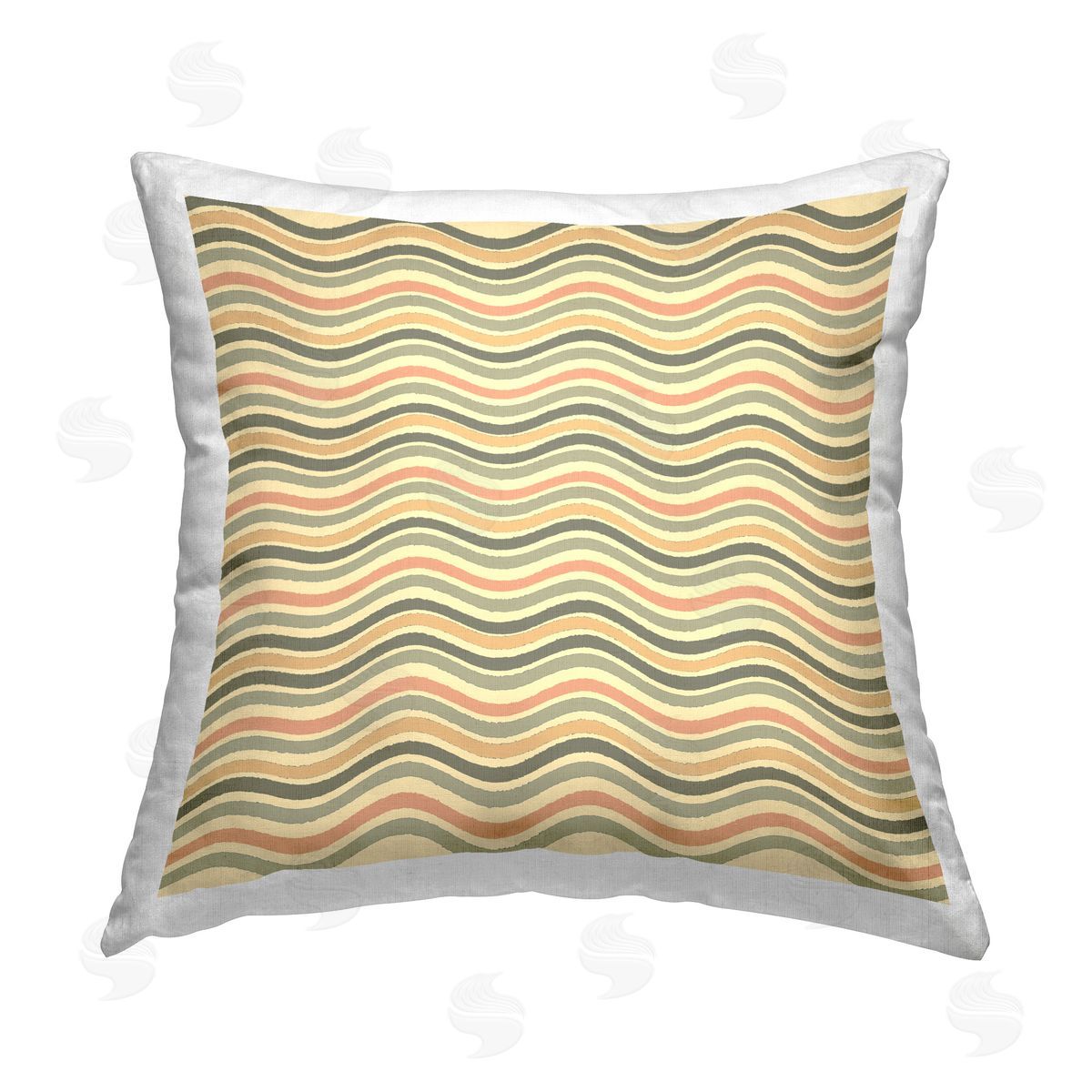 Gail Fraser Retro Wavy Pattern Printed Plush Polyester Throw Pillow