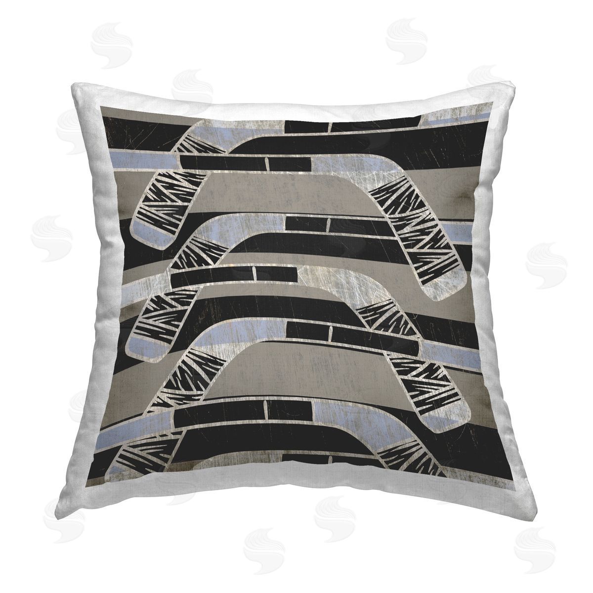 Stupell Studio Striped Hockey Sticks Printed Plush Polyester Throw Pillow