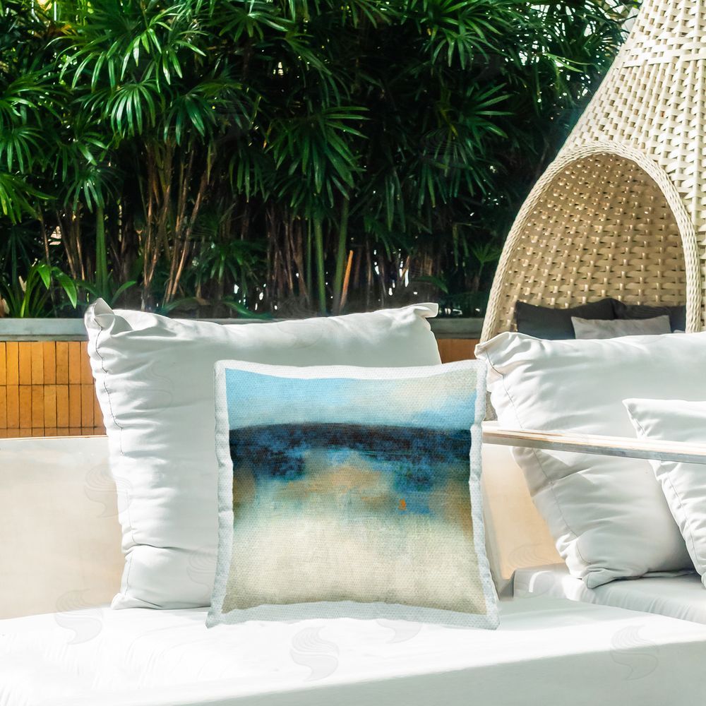 Suzanne Nicoll Foggy Nautical Abstraction Outdoor Quick-Dry Polyester Printed Throw Pillow in Back Yard