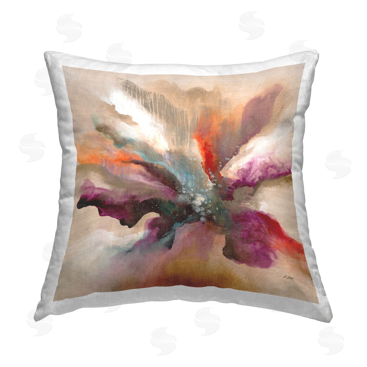 K. Nari Abstract Swirling Petals Printed Plush Polyester Throw Pillow