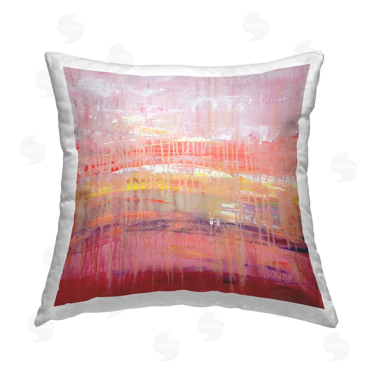 Hilary Winfield Pink Paint Drip Printed Plush Polyester Throw Pillow