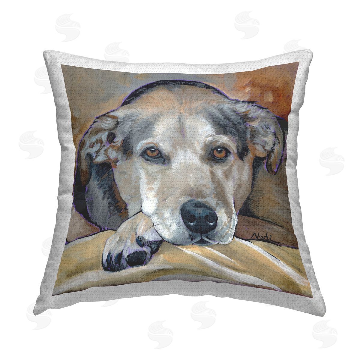 Nadi Spencer Traditional Resting Dog Outdoor Quick-Dry Polyester Printed Throw Pillow