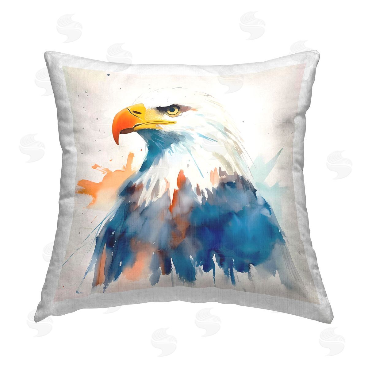 Walker Noble Bald Eagle Modern Splash Printed Plush Polyester Throw Pillow