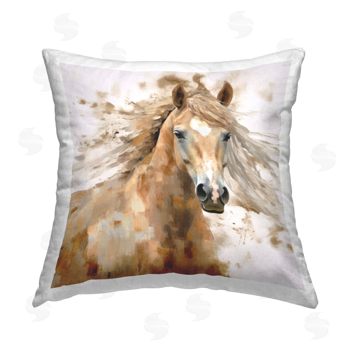 Irena Orlov Rustic Pattern Horse Printed Plush Polyester Throw Pillow