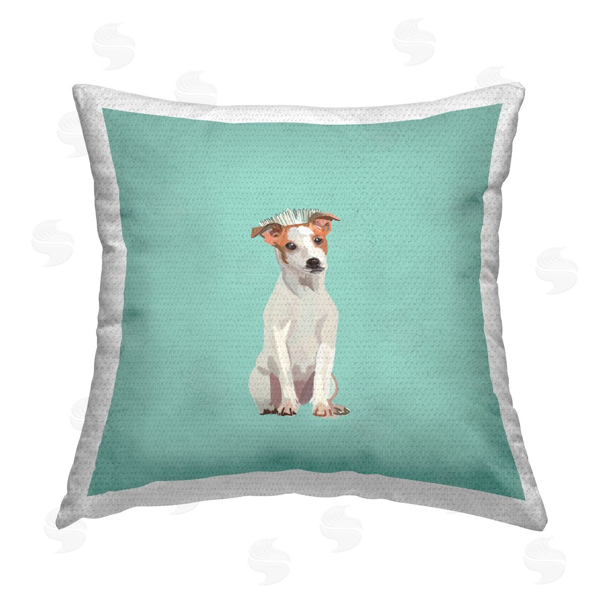 Amelia Noyes Elegant Puppy with Crown Outdoor Quick-Dry Polyester Printed Throw Pillow