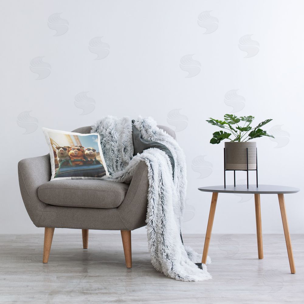 Jim Baldwin Guinea Pigs Roller Coaster Printed Plush Polyester Throw Pillow On Chair