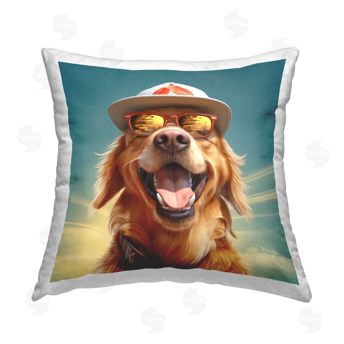 Jim Baldwin Happy Labrador with Rays Printed Plush Polyester Throw Pillow