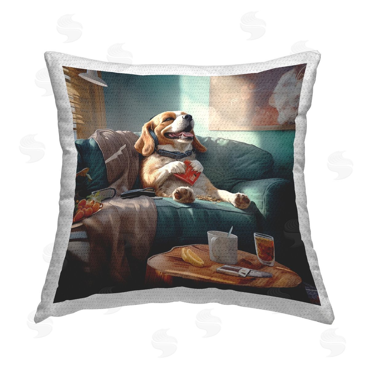Jim Baldwin Happy Relaxing Dog Outdoor Quick-Dry Polyester Printed Throw Pillow