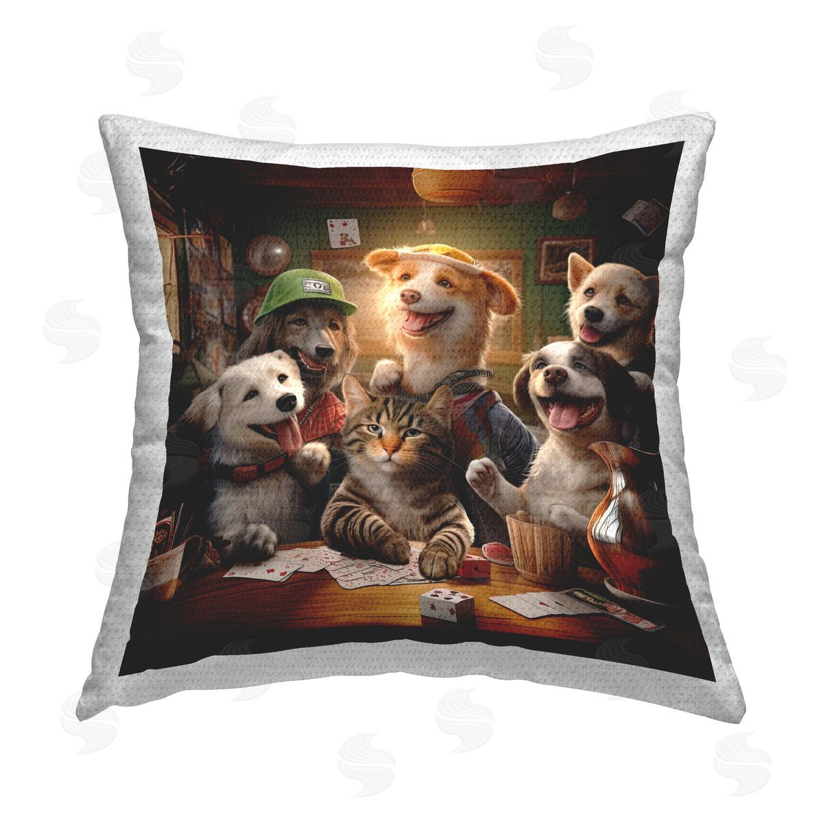 Jim Baldwin Casino Games Animals Outdoor Quick-Dry Polyester Printed Throw Pillow