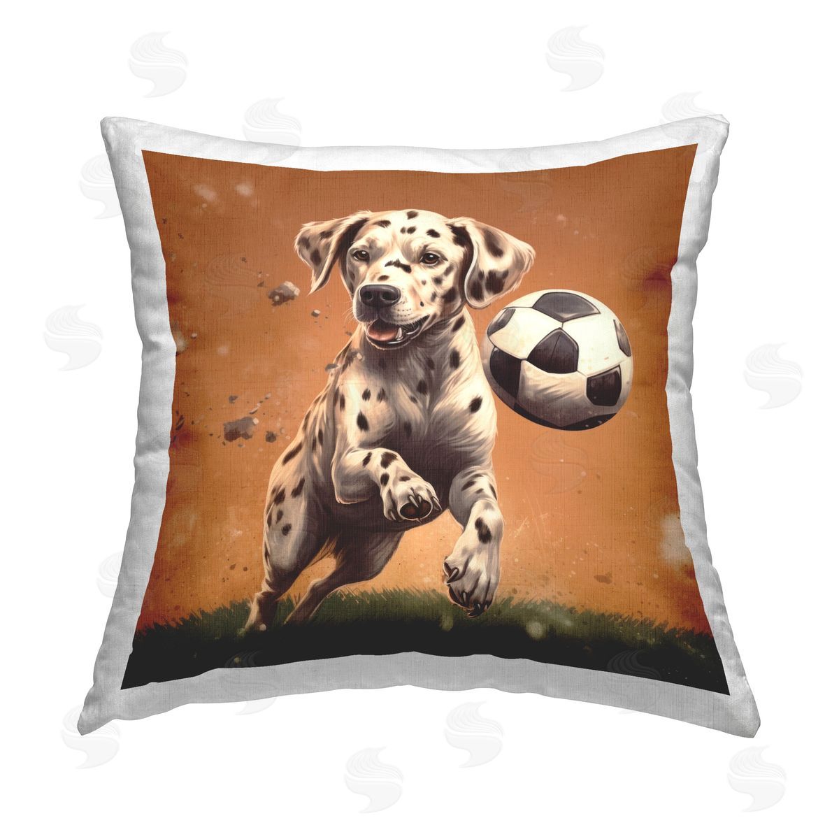 Lazar Studio Dog Playing Soccer Printed Plush Polyester Throw Pillow