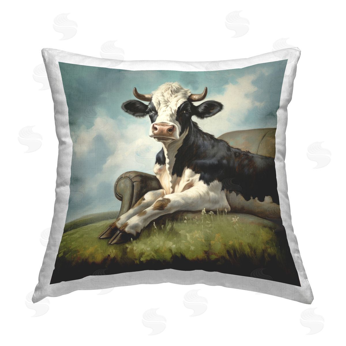 Lazar Studio Couch Cow Comfort Printed Plush Polyester Throw Pillow