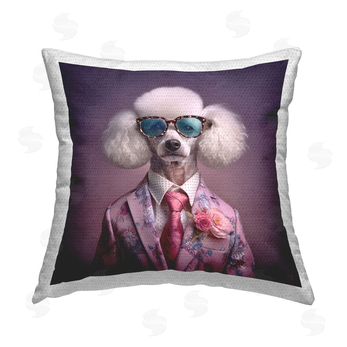 RB Fashionable Poodle Portrait Outdoor Quick-Dry Polyester Printed Throw Pillow