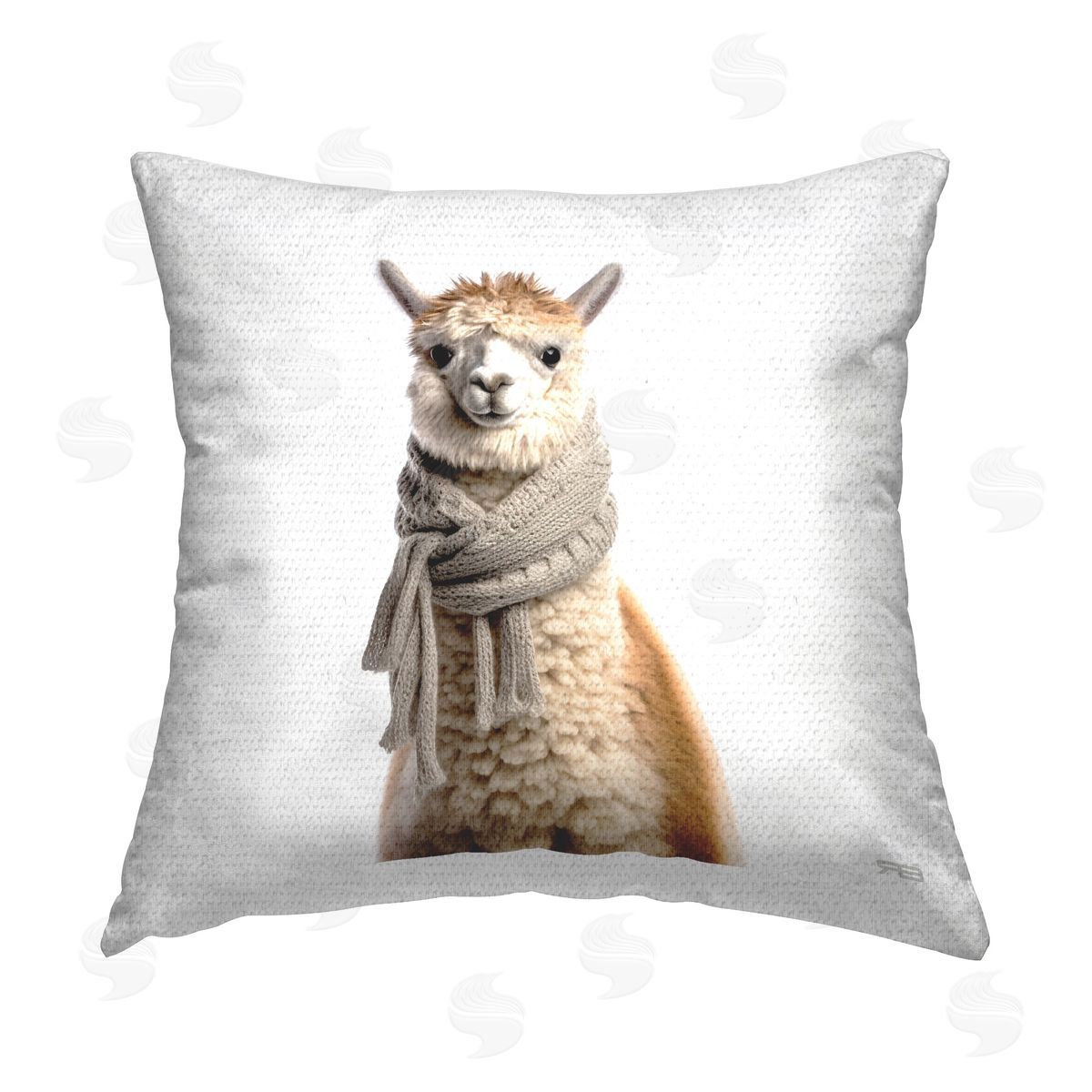 RB Fluffy Alpaca in Scarf Outdoor Quick-Dry Polyester Printed Throw Pillow