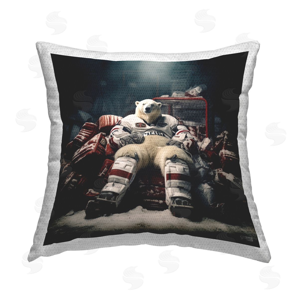 RB Polar Bear Hockey Player Outdoor Quick-Dry Polyester Printed Throw Pillow