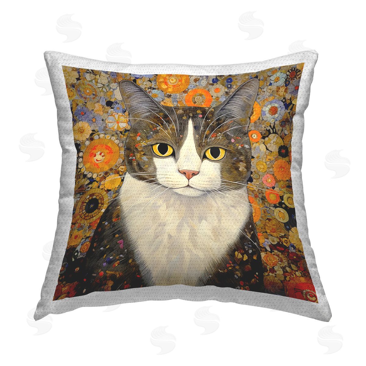 RB Geometric Collaged Cat Outdoor Quick-Dry Polyester Printed Throw Pillow