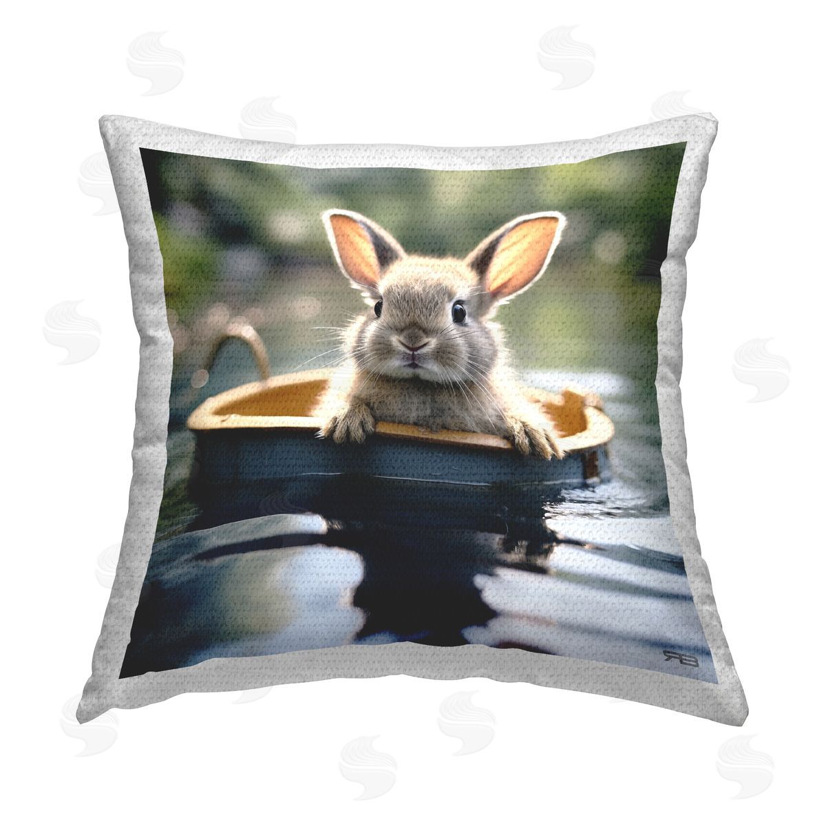 RB Bunny in Summer Pond Outdoor Quick-Dry Polyester Printed Throw Pillow
