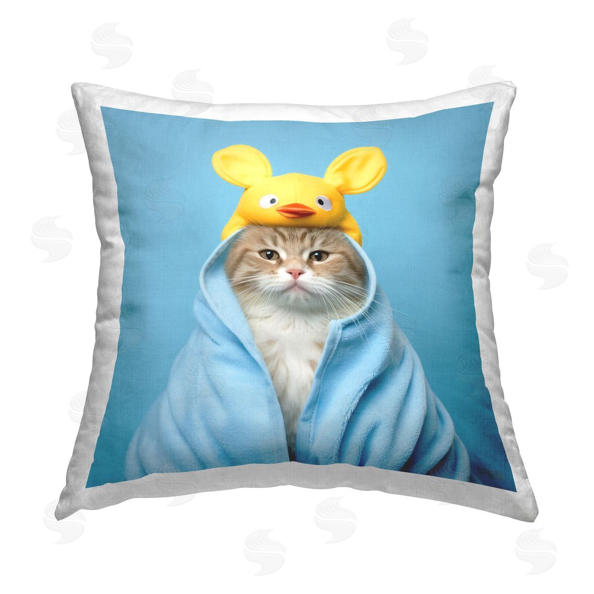 RB Cat in Bathroom Robe Printed Plush Polyester Throw Pillow