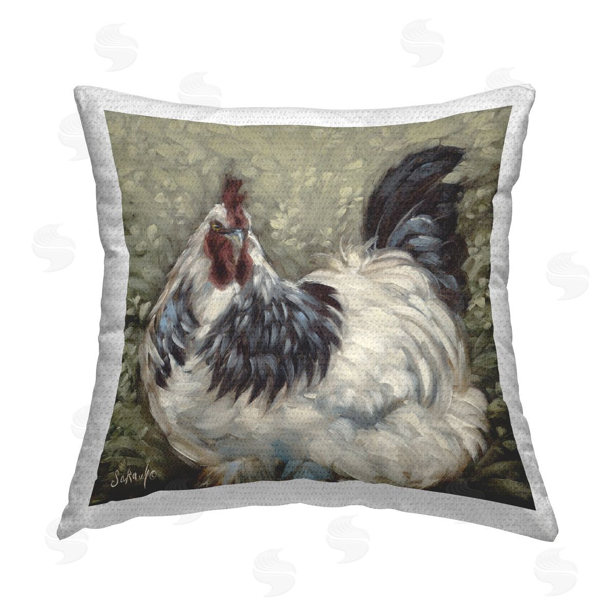 Sara G. Designs Traditional Country Hen Outdoor Quick-Dry Polyester Printed Throw Pillow