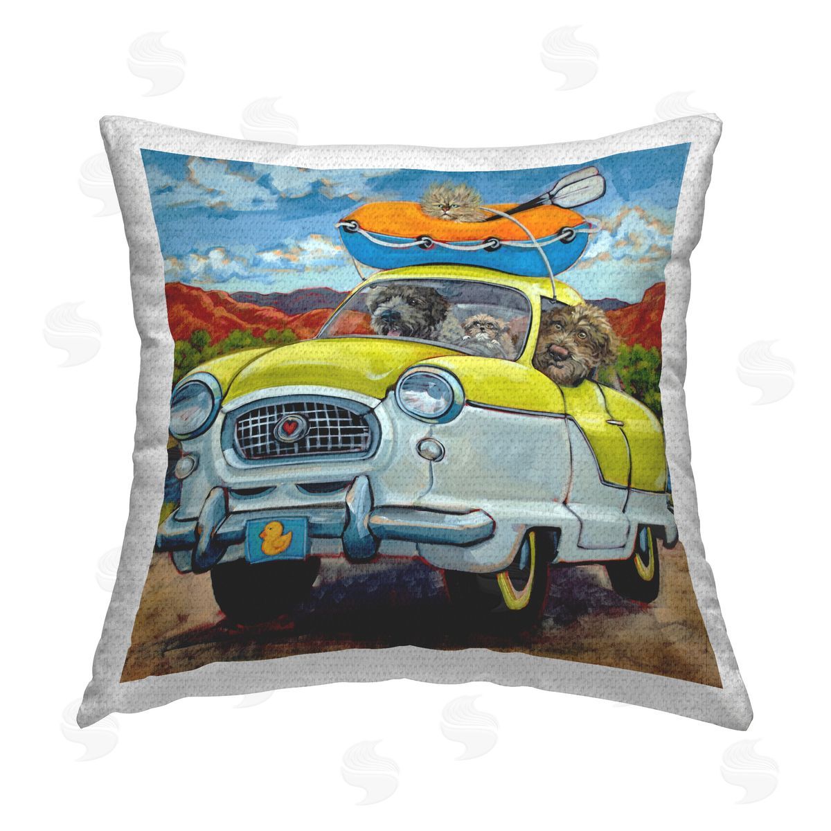 CR Townsend Road Trip Dogs Outdoor Quick-Dry Polyester Printed Throw Pillow